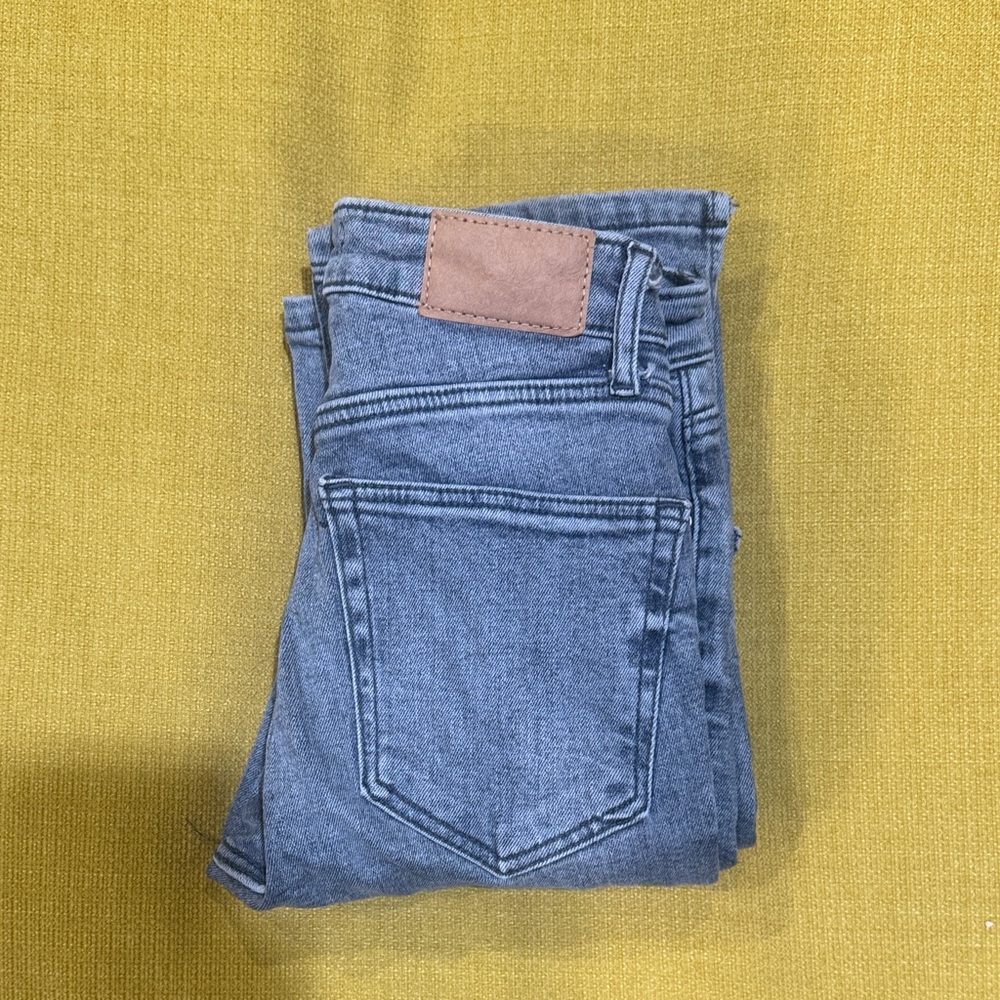 Zara Blue Skinny Jeans with Brown Patch